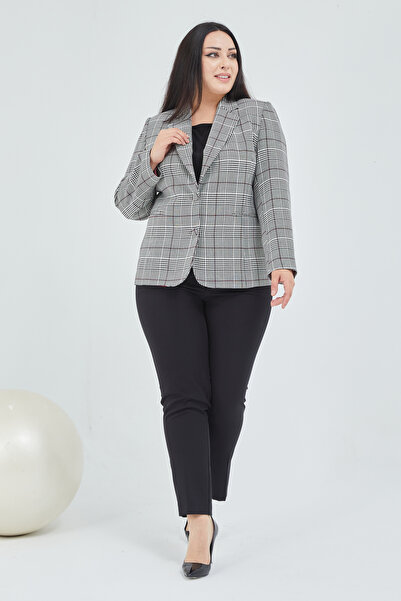 Fagi Jachetă clasică în carouri cu două nasturi pentru femei