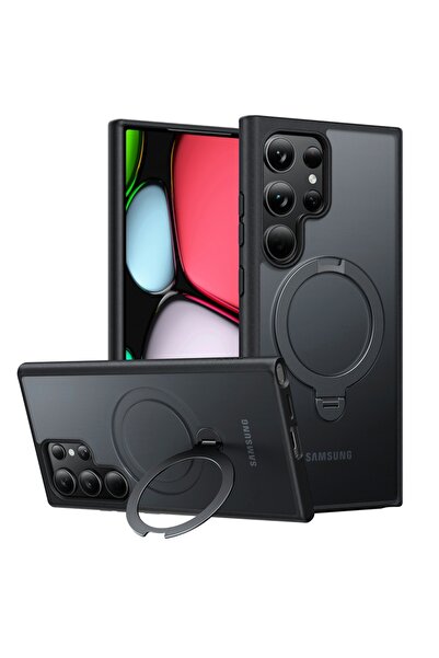 TORRAS Carcasă pentru Samsung Galaxy S24 Ultra, Ostand Spin MagSafe, Neagră