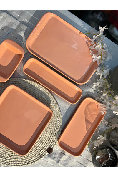 zaTen Pazar 6 KİŞİLİK 15 PARÇA ORANGE KARE KAHVALTI TAKIMI