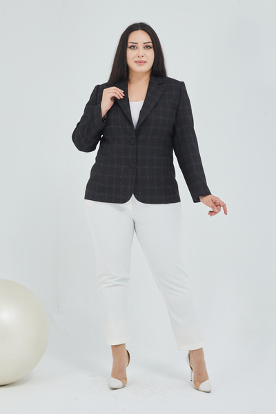 Fagi Women's Plaid Double Button Classic Jacket