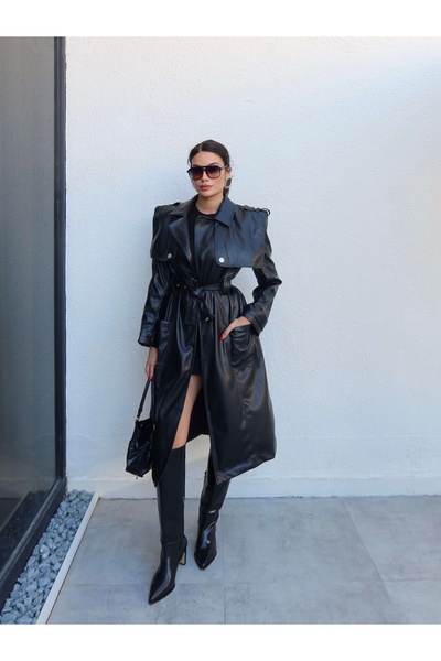 ESRAHELVACI Belted Leather Trench