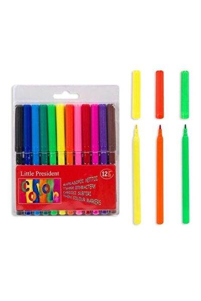 SHOPIENS Set Carioci Cu Varf Subtire 12 Bucati Culori Diverse Pentru Scoala D...