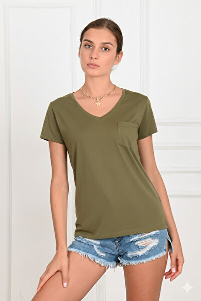 Koza Butik Γυναικείο μπλουζάκι Basic Pocket 8328