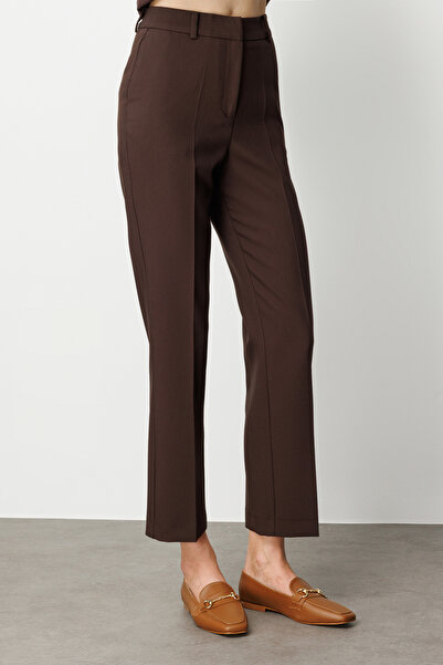Ekol Women's Side Pocket Pipe Leg Trousers 5015 Brown