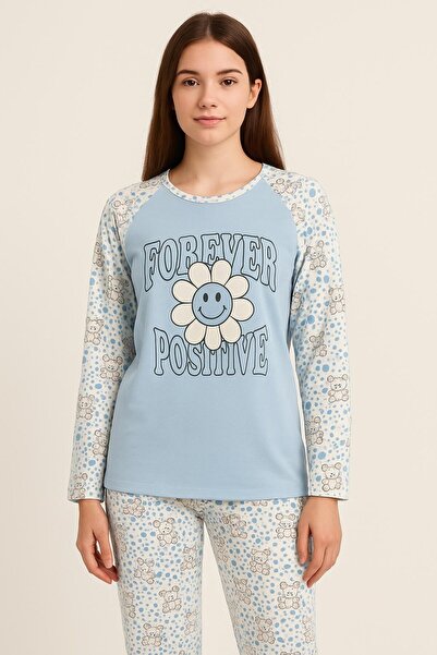 UESKİDS Women's Blue Pajama Set
