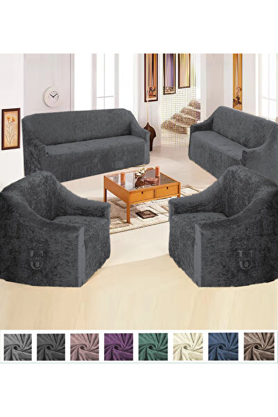 StarMall غطاء أريكة مخملي 3+3+1+1 مرن |   غطاء مقعد مرن |   غطاء مقعد