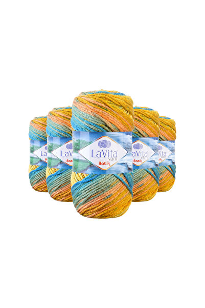 LaVita Yarn خيط تريكو يدوي من الباتيك 100% أكريليك 500 جرام 5 قطع (DG05 AYIŞIĞI)