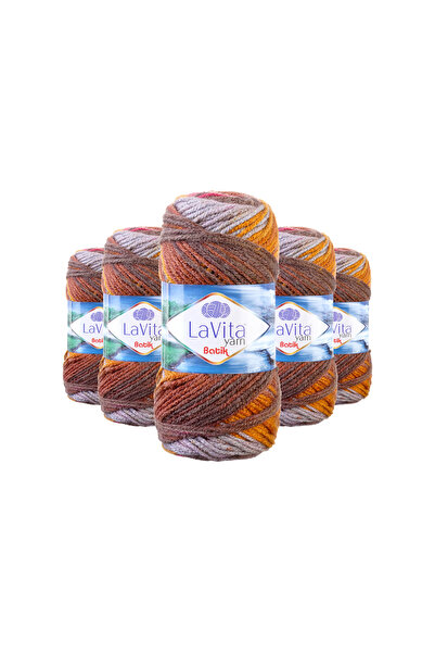 LaVita Yarn خيط تريكو يدوي من الباتيك 100% أكريليك 500 جرام 5 قطع (دي جي 12 ل...