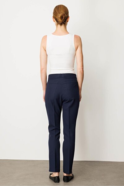 Desen Triko Women's Hidden Zipper Side Pocket Fabric Trousers Navy Blue