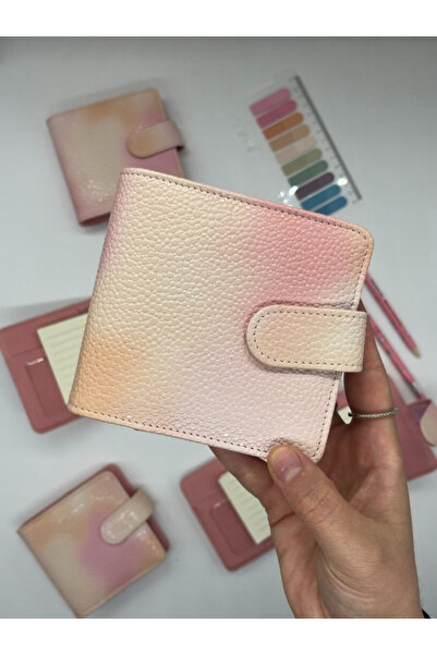 Kağıt Gemi Dükkan Mini Boy Pembe Krem Tonları Mıknatıslı PU Deri Kapaklı Sürd...