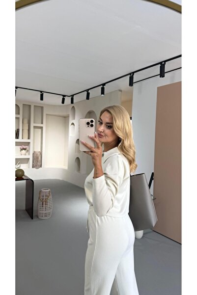 Sezgi Tekin Polo Yaka Fitilli Krem Takım