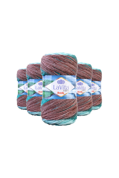 LaVita Yarn خيط تريكو يدوي من الباتيك 100% أكريليك 500 جرام 5 قطع (DG18 HASEKİ)