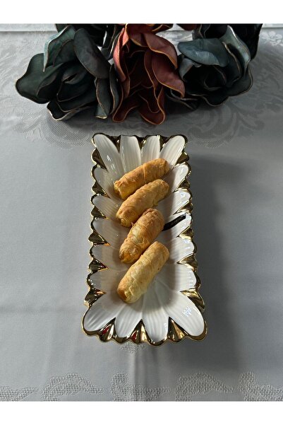 Meri Ev Gereçleri Flora Gold Rectangular Presentation Plate 32 cm