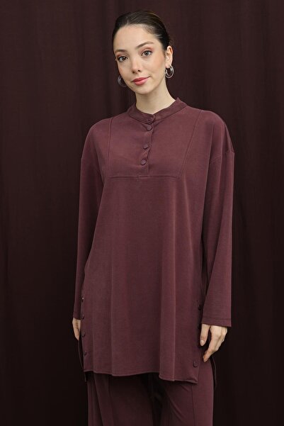 Puane Women's Basic Set with Snap Detail - 14391Tks - Plum