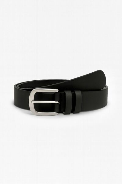 Çantacımstore Women's Faux Leather Belt Square Buckle Black (Silver Buckle)