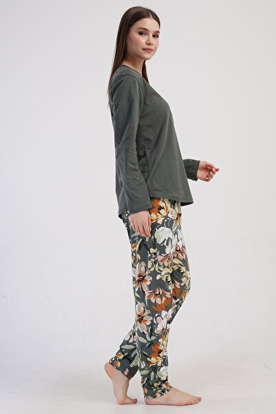 VİENETTA Pamuklu Kadın Büyük Beden Uzun Kol Pijama Takım