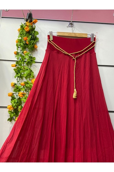 edu collection Chiffon A-Line Skirt Lined Red