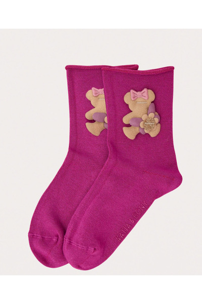 Katia&Bony Girl's Teddy Accessory Elasticless Modal Socks Purple