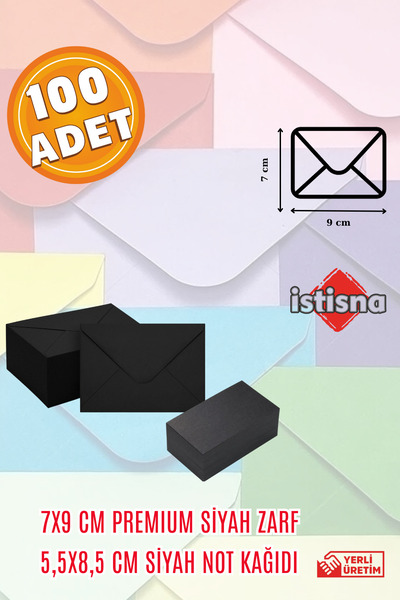 İstisna 100Pcs 7X9 cm Black Envelope Black Note Paper Cute Mini Card Envelopes