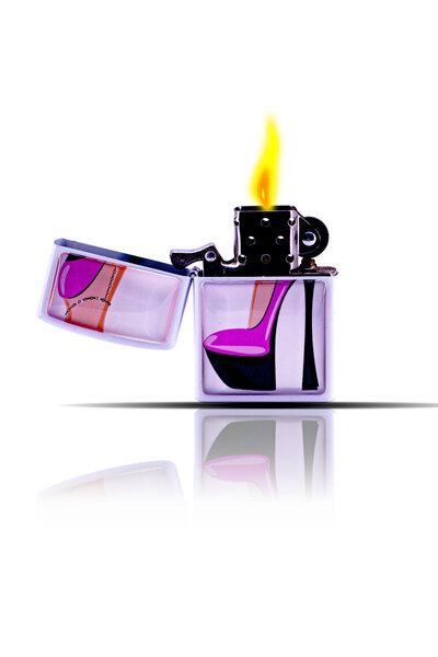 GIFTSOME Barbie Topuklu Ayakkabı Desenli Beyaz Benzinli Çakmak