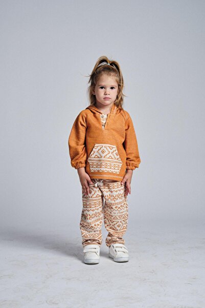 MiaBaby طقم مكون من قطعتين بنمط عرقي للجنسين مع جيب كنغر