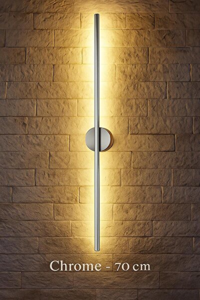 LUMINALED Modern Dekoratif Led Duvar Aplik 70 Cm Günışığı 1 (CROM )Adet ( PİL...