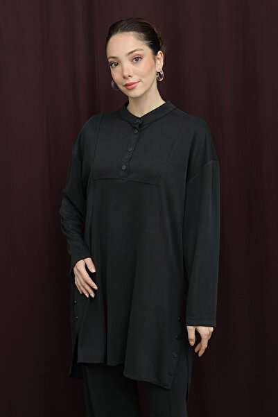 Puane Women's Basic Set with Snap Detail - 14391Tks - Black