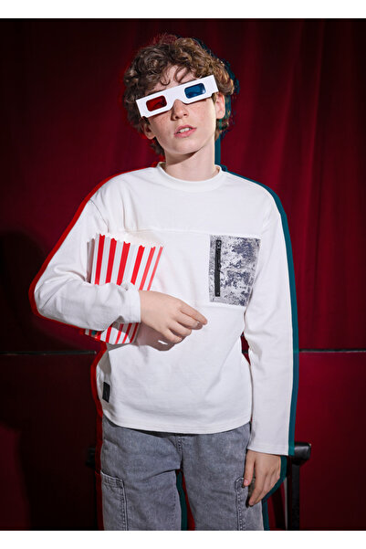 MAYORAL Boy's Long Sleeve T-Shirt with Pockets Cream 7009