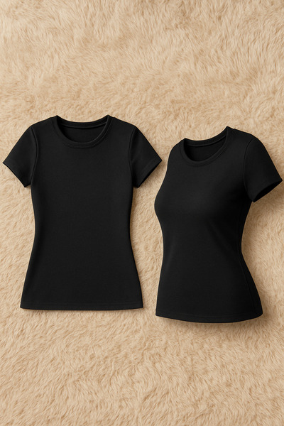 QKK Women's Cotton Lycra Half Sleeve Combed Cotton 2-Piece Undershirt Q6K0K2T2Ka
