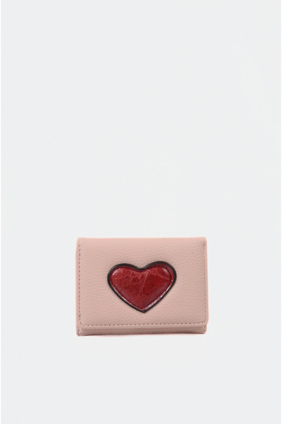 Mazel Design Mazel Pudra Women's Soft Leather Heart Detailed Imported Portfolio Wallet