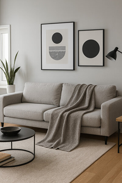 GOCCIA Koltuk Şalı Berjer Terletmez Kaymaz Bohem Dekoratif Çok Amaçlı Tv Battaniyesi Antrasit