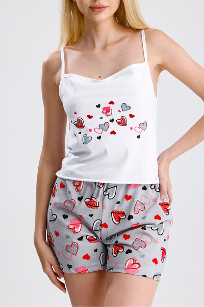 MOONBULL Γυναικεία καρό μπλούζα με στάμπα κορδέλας και τιράντες - Σετ καρό σο...