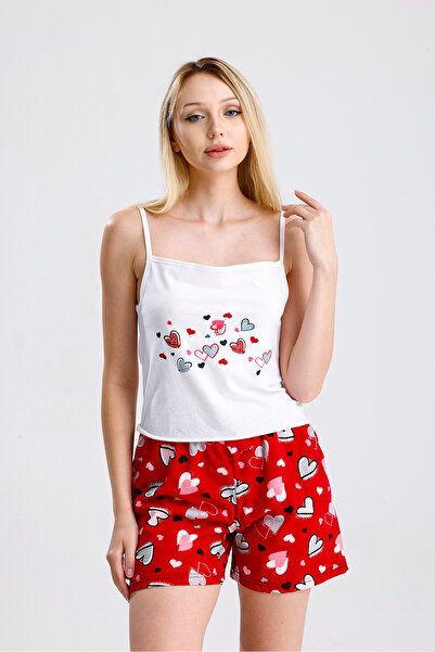 MOONBULL Γυναικεία καρό μπλούζα με στάμπα κορδέλας και τιράντες - Σετ καρό σο...