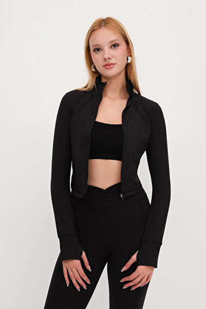 Addax Zippered Soft Fabric Cardigan H0089