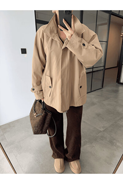 BB Bensu Buyruk CAMEL FERMUARLI ARA BOY TRENÇKOT