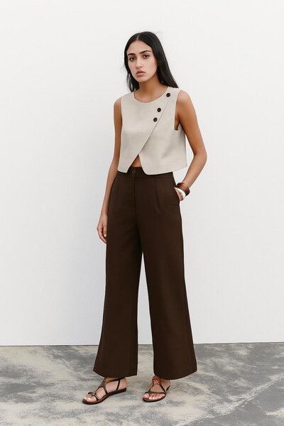 HAKKE Yüksek Bel Kemerli Palazzo PANTOLON