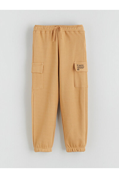 LC Waikiki LCW Παιδικό μπεζ ελαστικό στη μέση εμπριμέ αγορίστικο παντελόνι