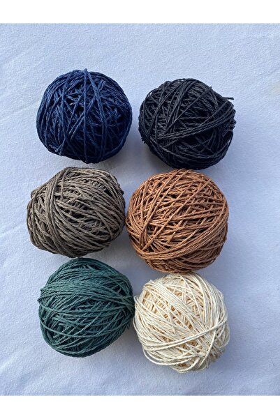 Mai Handmade Hobby ve Örgü Evi Doğal kağıt ip çanta ipi 6’lı set örgü ipi