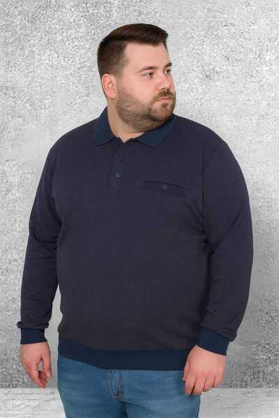ÖZ BARLA TRİKO Plus Size Collared Pocketed Sand-Patterned Thessaloniki Baba Sweater [Cotton Top Quality Grammage Thick Product]