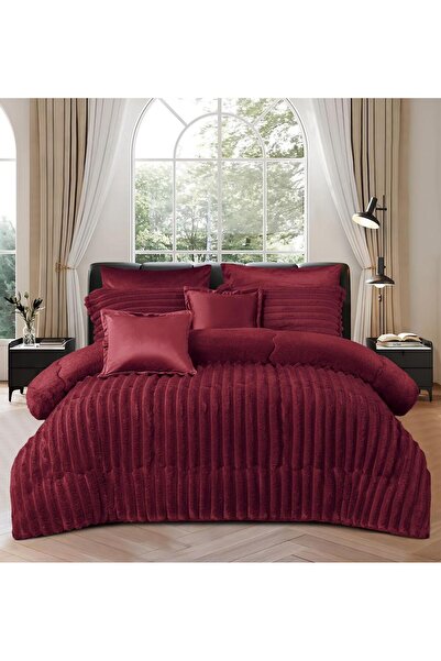 123XXCXMNC Winter velvet striped bedspread with elegant and engraved designs for two people, 7 pieces