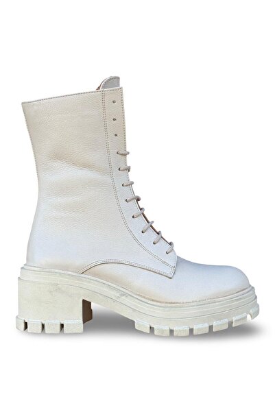 YALINAYAK C.Black 52671 Hakiki Deri Kauçuk Taban Kadın Postal Bot Bej