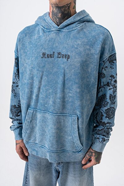 Respire Ανδρικό μπλουζάκι με κουκούλα με στάμπα Root Deep, μπλε χρώμα