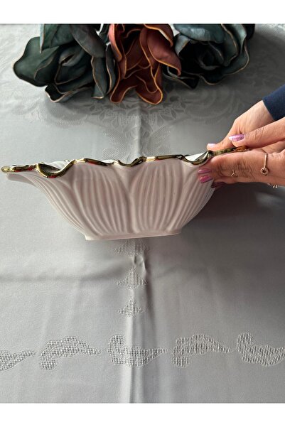 Meri Ev Gereçleri Flora Gold Square Salad Bowl