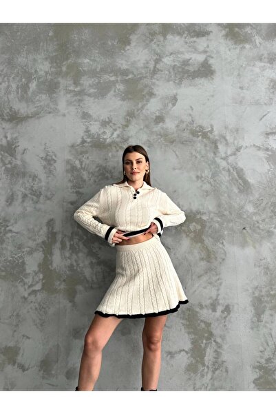 asur boutique Asur Boutique Women's Polo Neck Skirted Standard Size Suit