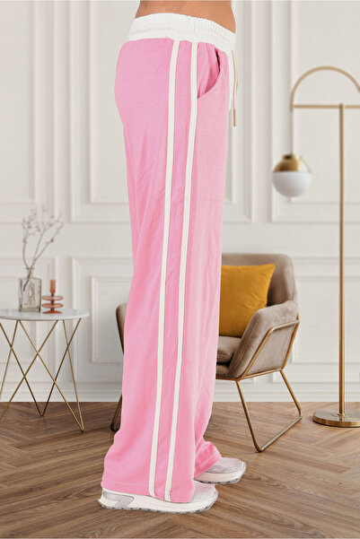 LİFERA Women's Wide Leg Modal Fabric Sweatpants with Side Stripe Detail