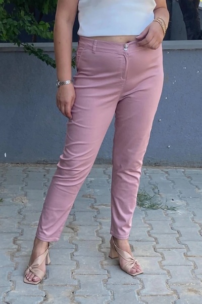 Mia Butik Women's Powder Pink Flared Leg Pants