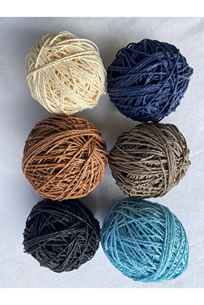 Mai Handmade Hobby ve Örgü Evi Doğal kağıt ip çanta ipi 6’lı set örgü ipi