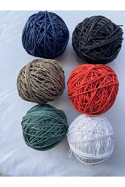 Mai Handmade Hobby ve Örgü Evi Doğal kağıt ip çanta ipi 6’lı set örgü ipi
