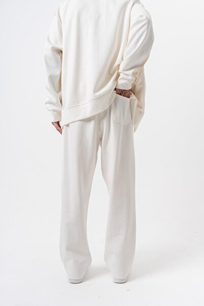 Respire Men's Stripe Detailed Winter Doubleface Baggy Sweatpants Ecru