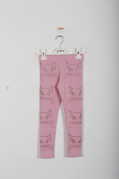 incity Girl's Cat Stone Detailed Leggings